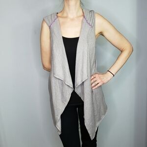 Chance or Fate hooded vest drape front fleece